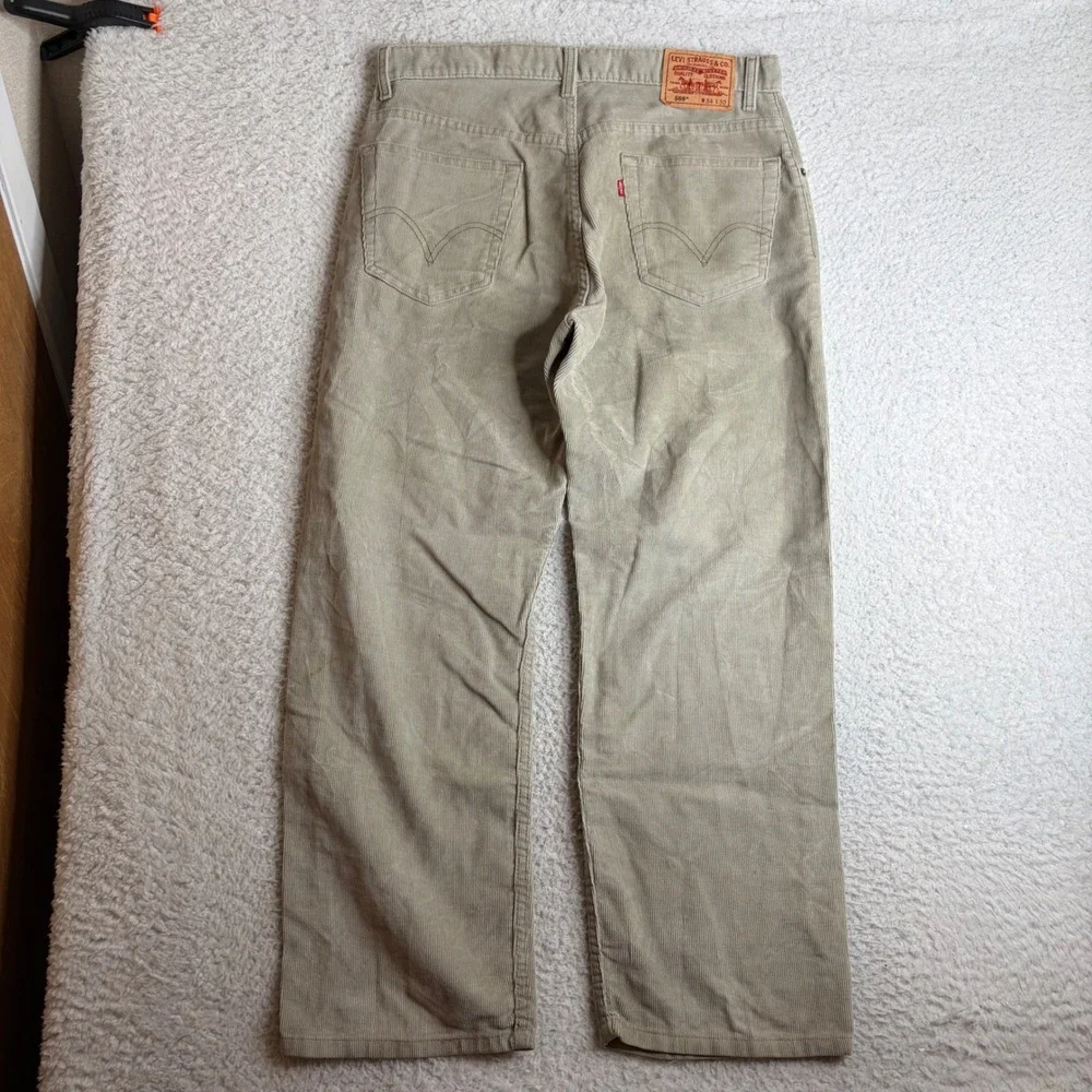 Levis 559 Relaxed Straight Corduroy Pants Tan Khaki 34x30 00559-1301 *STAIN